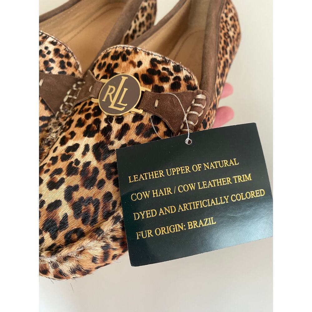 NWT Lauren Ralph Lauren Carley II Brown Leopard Print Calf Hair-On Loafers 7.5 B - Picture 3 of 9